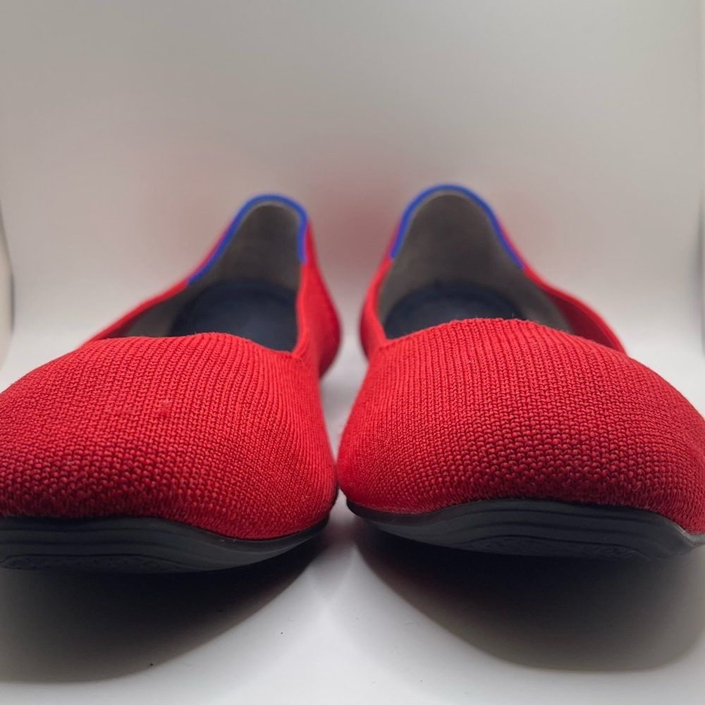 Rothy's Vibrant Red Flats with Blue Accents